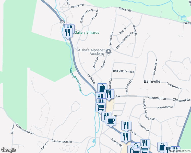map of restaurants, bars, coffee shops, grocery stores, and more near 100 Barclay Manor in Newburgh