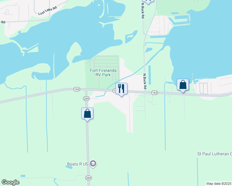 map of restaurants, bars, coffee shops, grocery stores, and more near 5622 Ohio 269 in Castalia