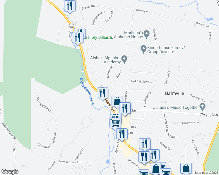 map of restaurants, bars, coffee shops, grocery stores, and more near 2503 Barclay Manor in Newburgh