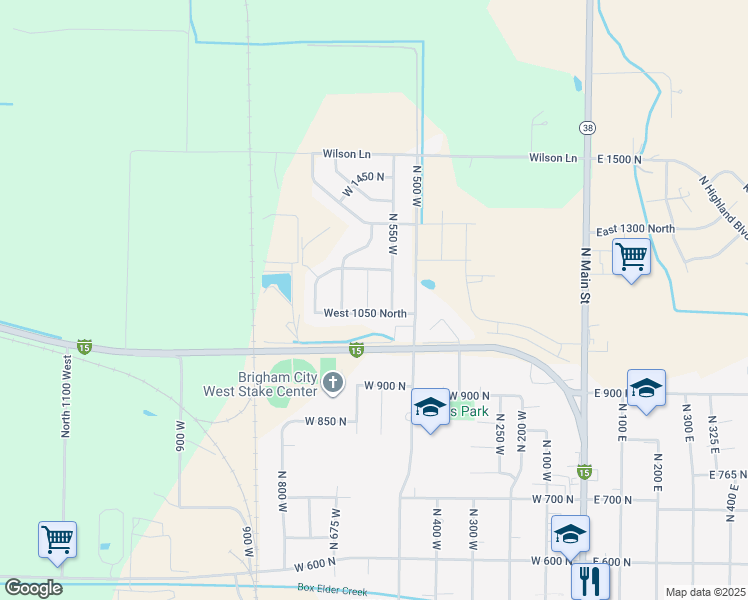 map of restaurants, bars, coffee shops, grocery stores, and more near 1080 North 575 West in Brigham City