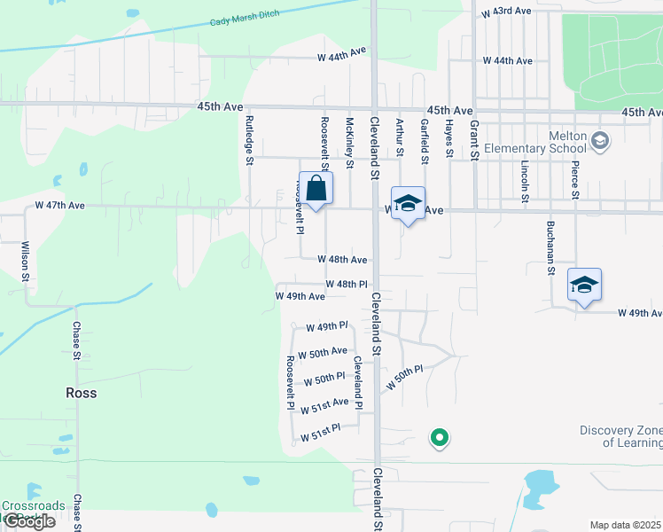 map of restaurants, bars, coffee shops, grocery stores, and more near 2137 West 48th Avenue in Gary