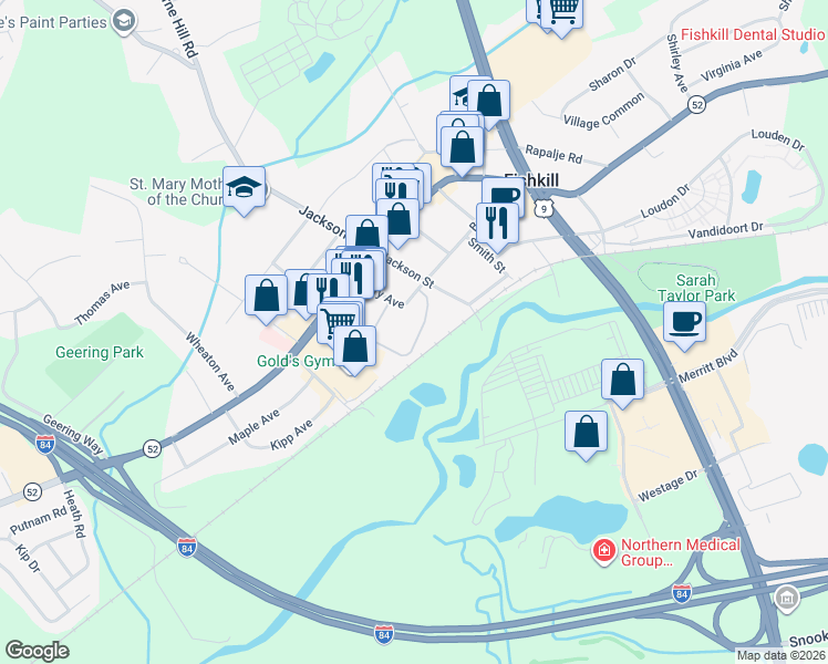 map of restaurants, bars, coffee shops, grocery stores, and more near 902(F Commons Way in Fishkill