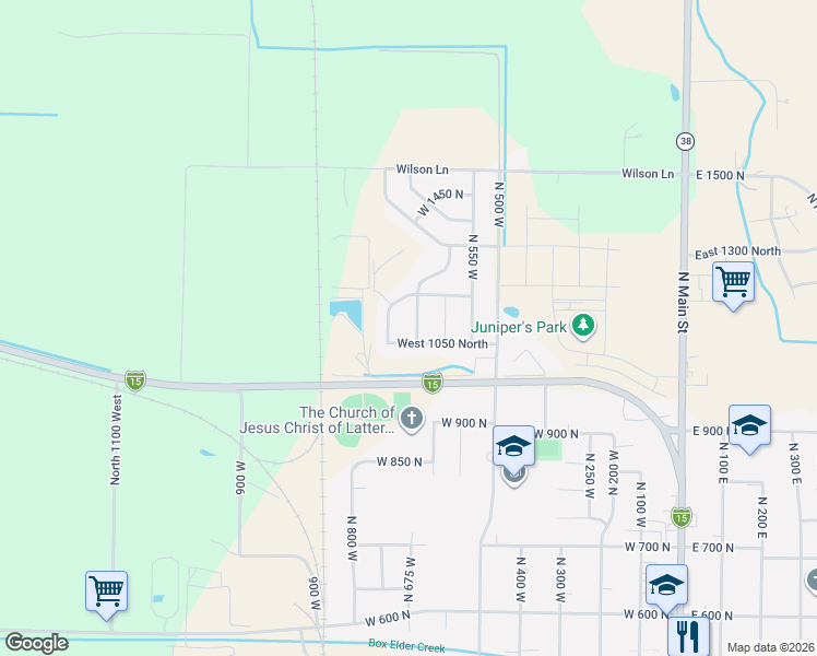 map of restaurants, bars, coffee shops, grocery stores, and more near 1177 North 665 West in Brigham City