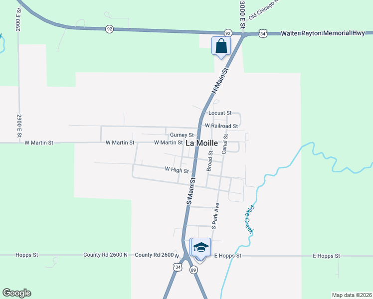 map of restaurants, bars, coffee shops, grocery stores, and more near Church St in La Moille