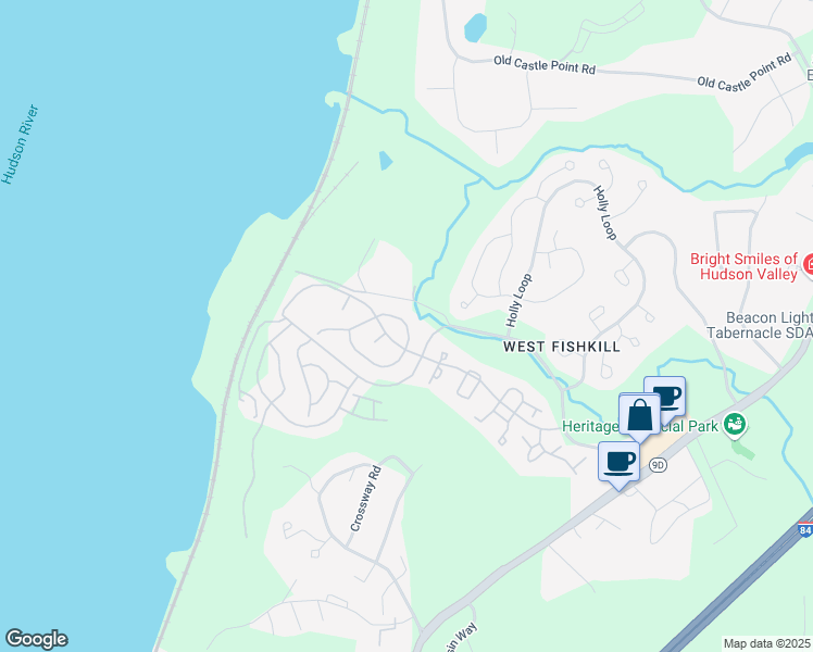 map of restaurants, bars, coffee shops, grocery stores, and more near Boscobel Loop in Beacon