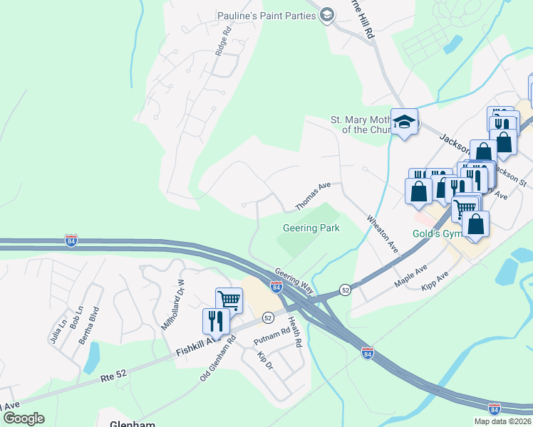map of restaurants, bars, coffee shops, grocery stores, and more near 3 Maurerbrook Drive in Fishkill