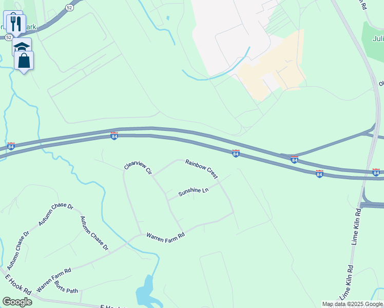 map of restaurants, bars, coffee shops, grocery stores, and more near 24 Rainbow Crest in Hopewell Junction