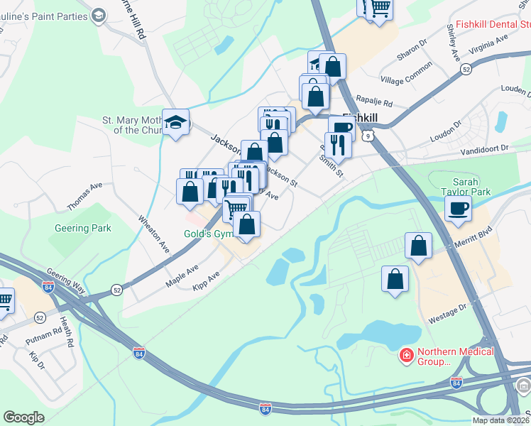 map of restaurants, bars, coffee shops, grocery stores, and more near 10 Cary Avenue in Fishkill