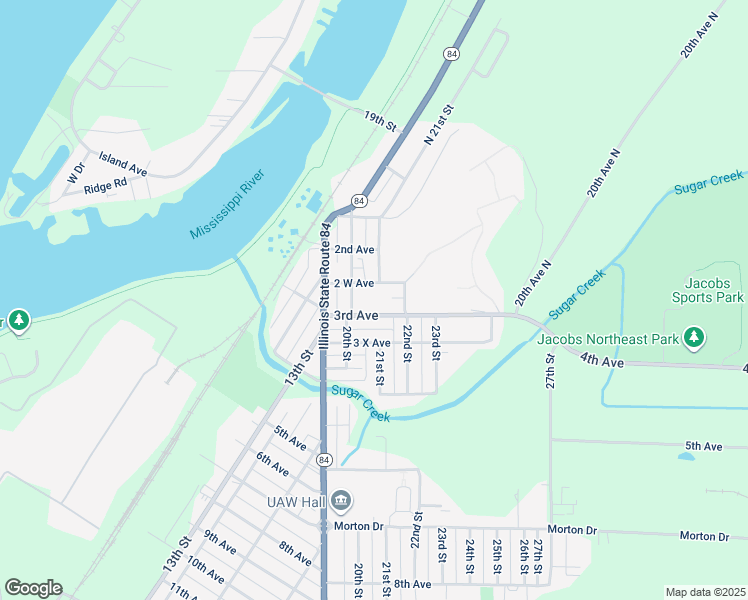 map of restaurants, bars, coffee shops, grocery stores, and more near 2030 2 West Avenue in East Moline