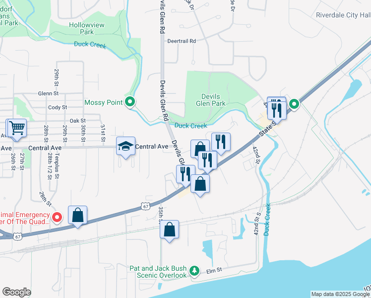 map of restaurants, bars, coffee shops, grocery stores, and more near 3710 Vogel Court in Bettendorf