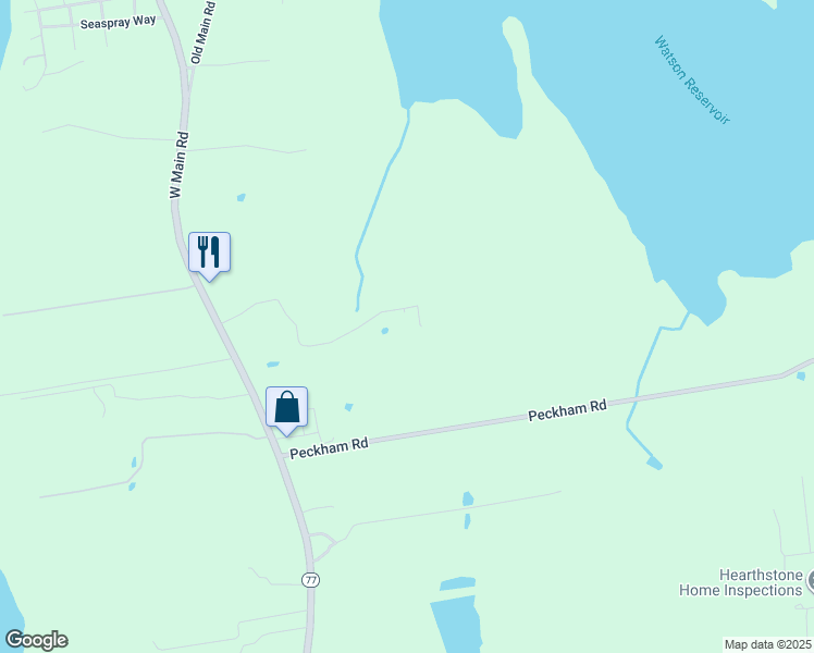 map of restaurants, bars, coffee shops, grocery stores, and more near 162 West Main Road in Little Compton