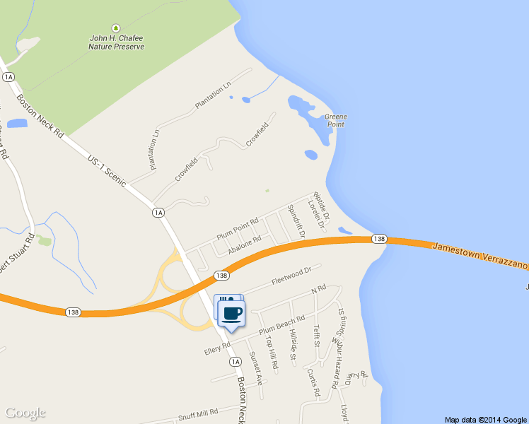 map of restaurants, bars, coffee shops, grocery stores, and more near 150 Plum Point Road in North Kingstown