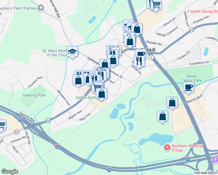 map of restaurants, bars, coffee shops, grocery stores, and more near 10 Cary Avenue in Fishkill
