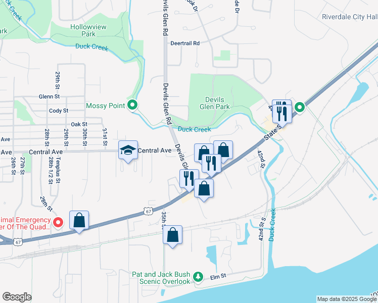 map of restaurants, bars, coffee shops, grocery stores, and more near 3726 Vogel Court in Bettendorf