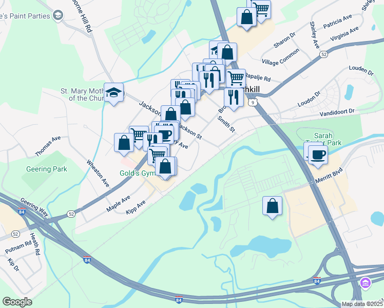 map of restaurants, bars, coffee shops, grocery stores, and more near 902(F Commons Way in Fishkill