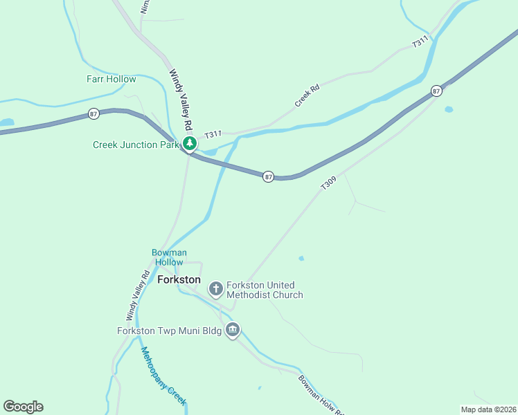 map of restaurants, bars, coffee shops, grocery stores, and more near 357 Main Street in Forkston
