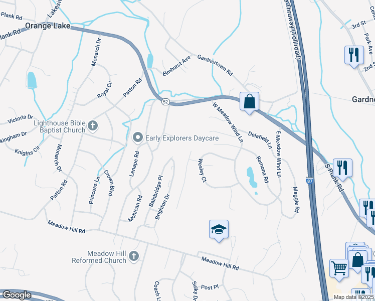 map of restaurants, bars, coffee shops, grocery stores, and more near 10 Hibbing Way in Newburgh