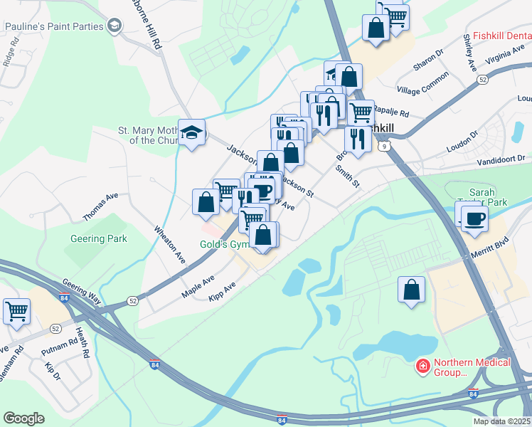 map of restaurants, bars, coffee shops, grocery stores, and more near 10 Cary Avenue in Fishkill