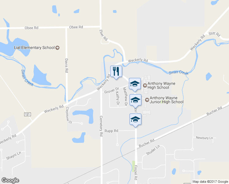 map of restaurants, bars, coffee shops, grocery stores, and more near 10121 Grover Dr in Whitehouse