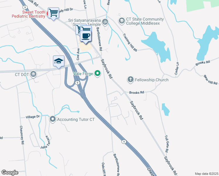map of restaurants, bars, coffee shops, grocery stores, and more near 670 Bartholomew Road in Middletown