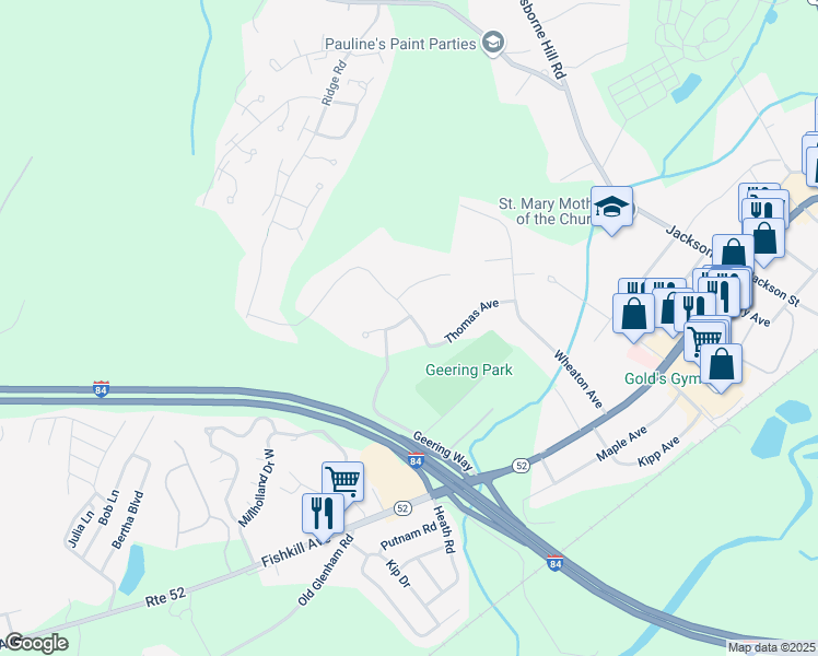 map of restaurants, bars, coffee shops, grocery stores, and more near 3 Maurerbrook Drive in Fishkill