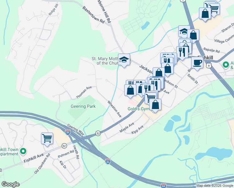 map of restaurants, bars, coffee shops, grocery stores, and more near 57 Florence Ave in Fishkill