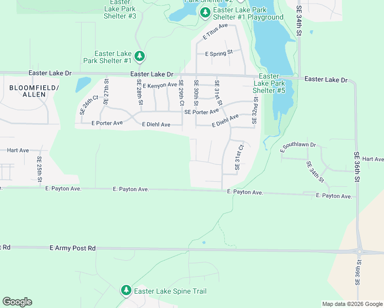 map of restaurants, bars, coffee shops, grocery stores, and more near 5740 Southeast 30th Street in Des Moines