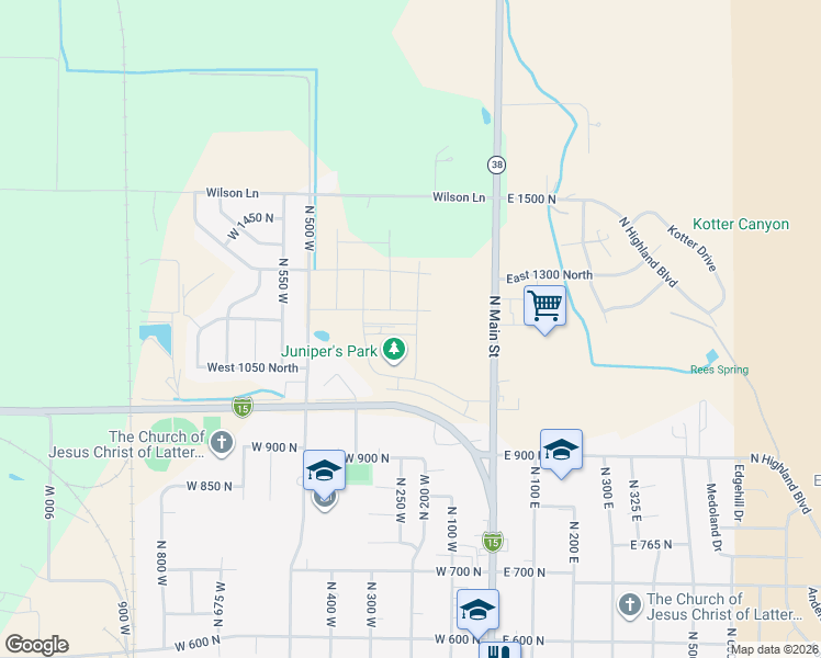map of restaurants, bars, coffee shops, grocery stores, and more near 221 West 1150 North in Brigham City