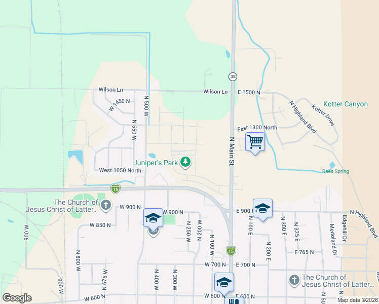 map of restaurants, bars, coffee shops, grocery stores, and more near 237 West 1150 North in Brigham City