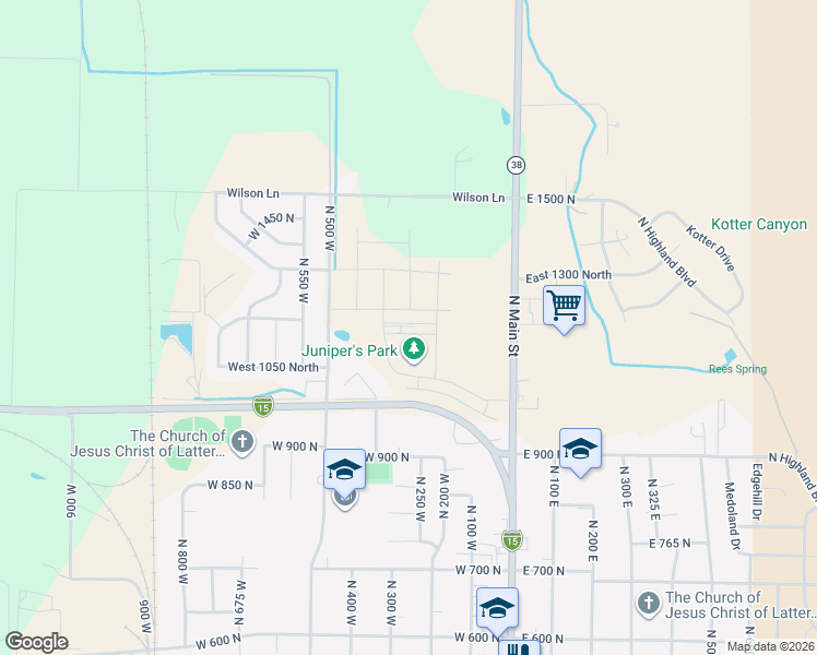 map of restaurants, bars, coffee shops, grocery stores, and more near 285 West 1150 North in Brigham City