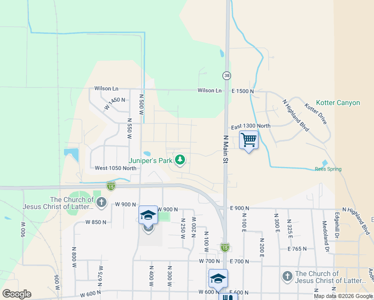 map of restaurants, bars, coffee shops, grocery stores, and more near 1255 North Main Street in Brigham City