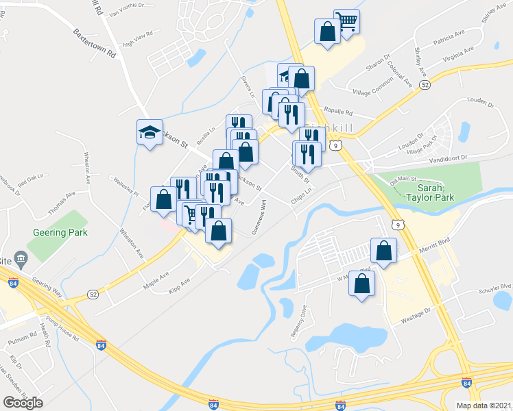 map of restaurants, bars, coffee shops, grocery stores, and more near 902(F Commons Way in Fishkill