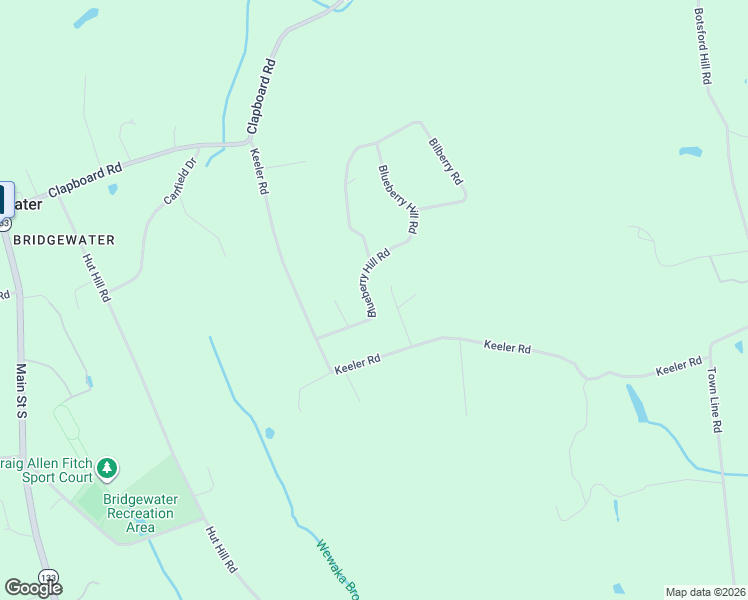 map of restaurants, bars, coffee shops, grocery stores, and more near 36 Blueberry Hill Road in Bridgewater
