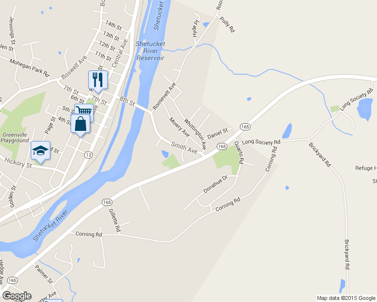 map of restaurants, bars, coffee shops, grocery stores, and more near 111 Smith Avenue in Norwich