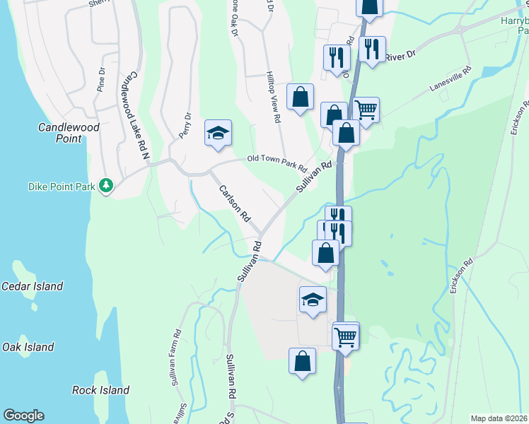 map of restaurants, bars, coffee shops, grocery stores, and more near 40 Sullivan Road in New Milford