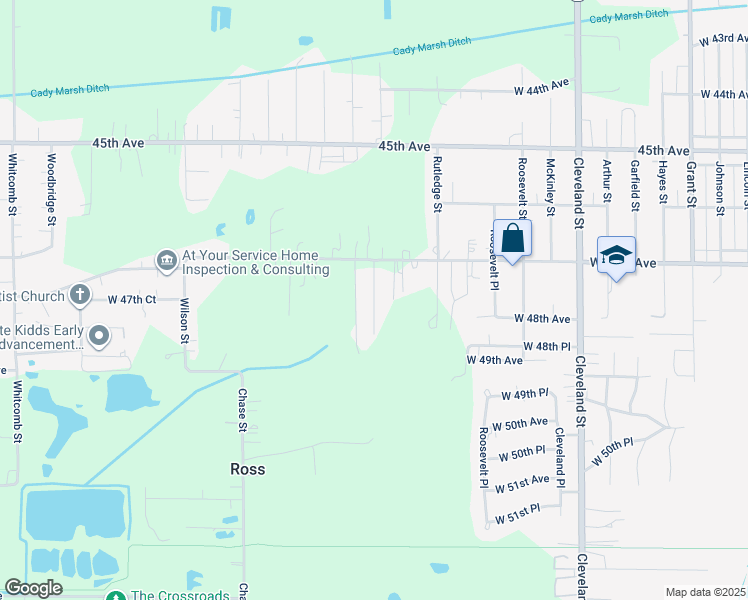 map of restaurants, bars, coffee shops, grocery stores, and more near 4701-4899 Ellsworth Lane in Gary