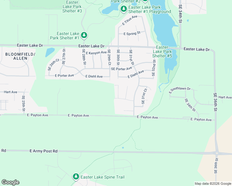 map of restaurants, bars, coffee shops, grocery stores, and more near 5740 Southeast 30th Street in Des Moines