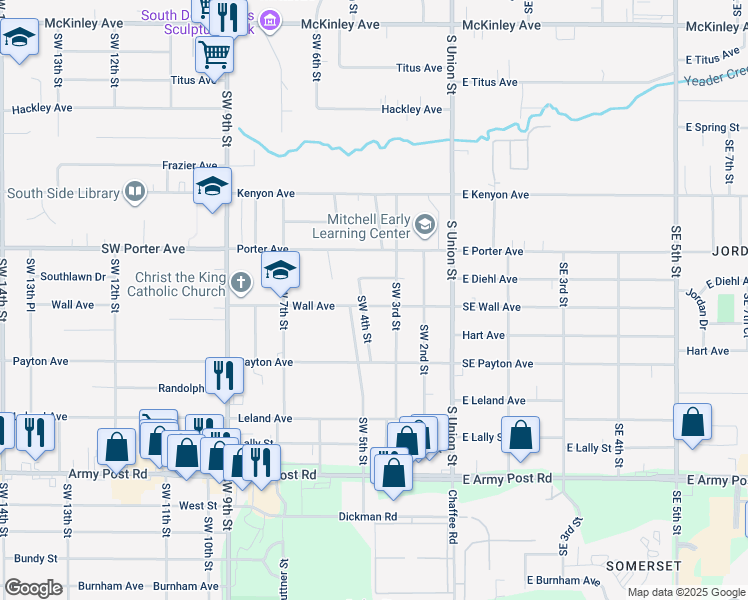 map of restaurants, bars, coffee shops, grocery stores, and more near 311 Wall Avenue in Des Moines