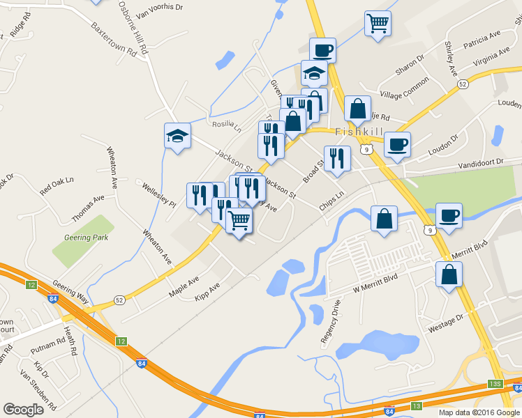 map of restaurants, bars, coffee shops, grocery stores, and more near 10 Cary Avenue in Fishkill