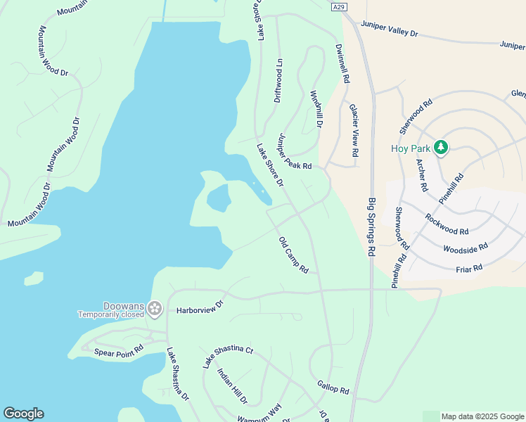 map of restaurants, bars, coffee shops, grocery stores, and more near 15733 Juniper Peak Road in Weed