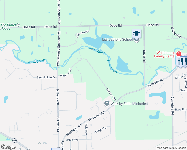 map of restaurants, bars, coffee shops, grocery stores, and more near 5938 Winslow Rd in Whitehouse