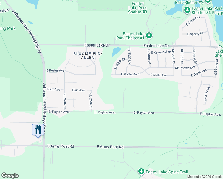 map of restaurants, bars, coffee shops, grocery stores, and more near 2650 E. Payton Ave. in Des Moines