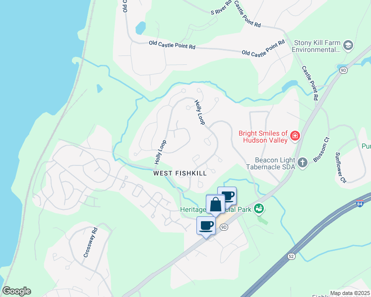 map of restaurants, bars, coffee shops, grocery stores, and more near 804 Pondview Loop in Wappingers Falls
