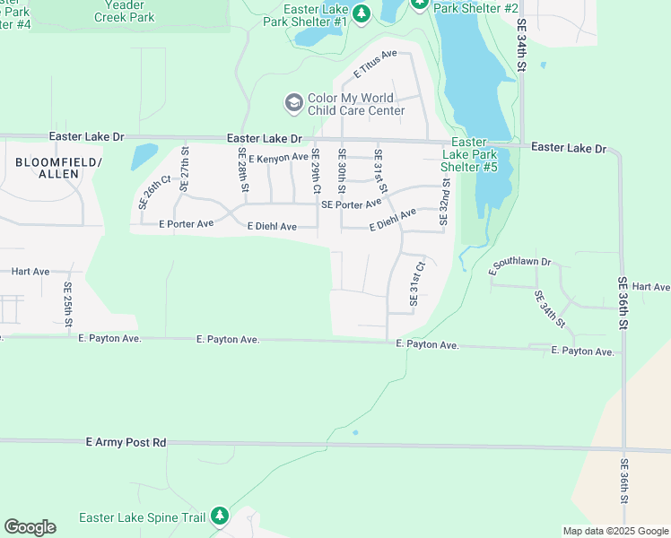 map of restaurants, bars, coffee shops, grocery stores, and more near 5732 Southeast 30th Street in Des Moines