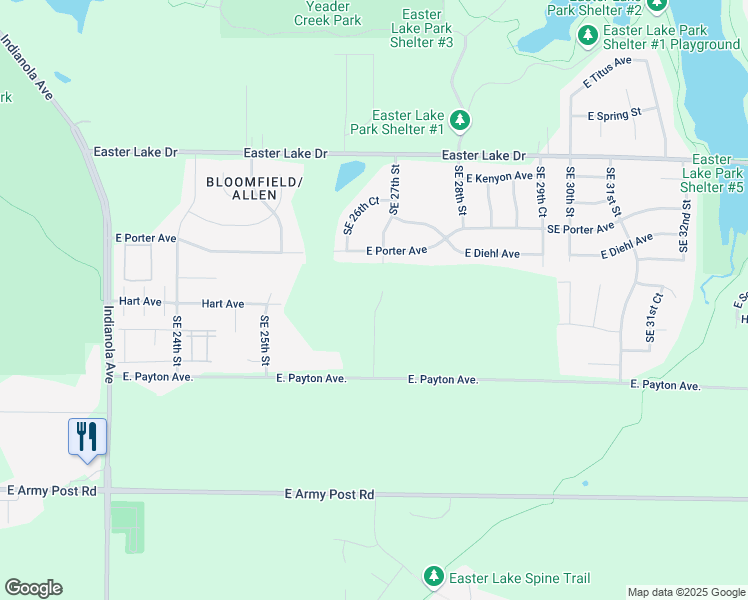 map of restaurants, bars, coffee shops, grocery stores, and more near 5736 Southeast 27th Street in Des Moines