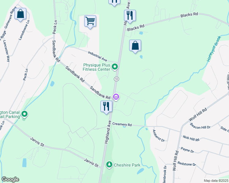 map of restaurants, bars, coffee shops, grocery stores, and more near in Cheshire