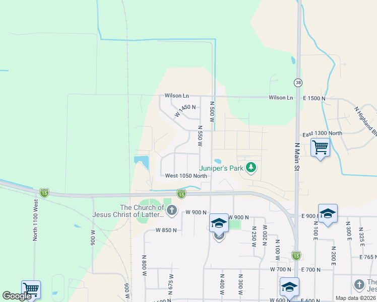 map of restaurants, bars, coffee shops, grocery stores, and more near 1181 North 575 West in Brigham City