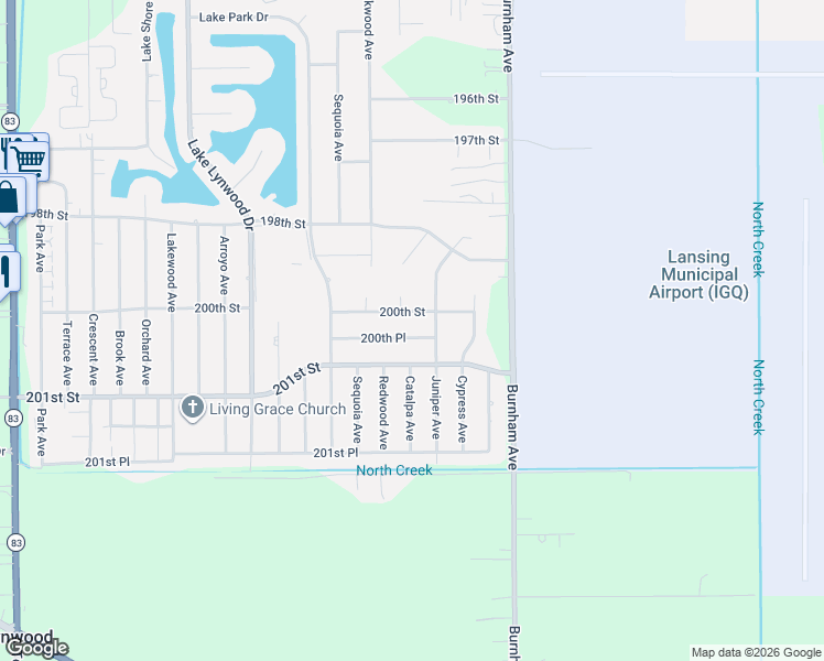 map of restaurants, bars, coffee shops, grocery stores, and more near 3025 200th Place in Lynwood