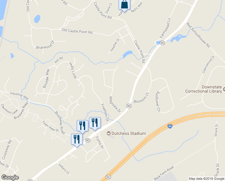map of restaurants, bars, coffee shops, grocery stores, and more near 23 Magnolia Drive in Wappingers Falls