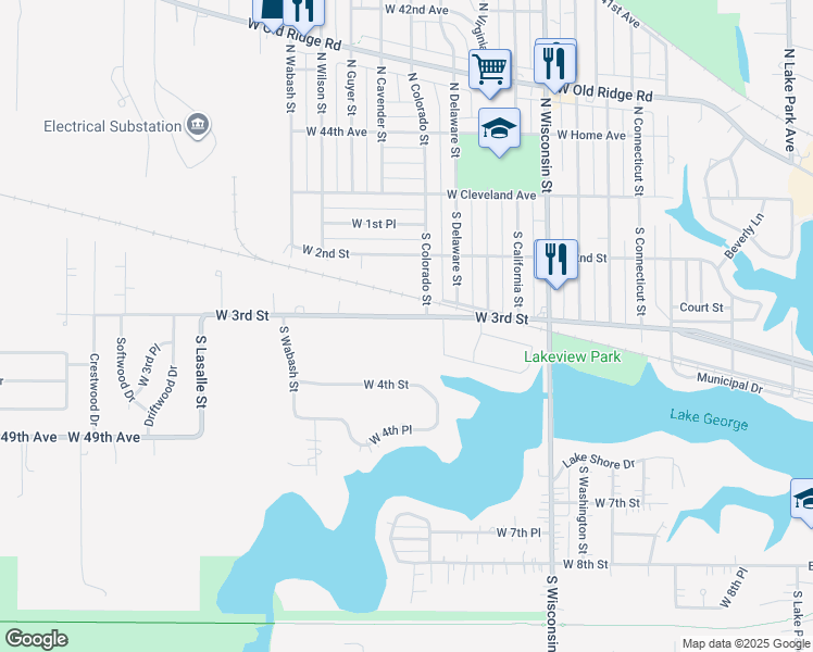 map of restaurants, bars, coffee shops, grocery stores, and more near 1200 BL 1231 W 3rd Street in Hobart